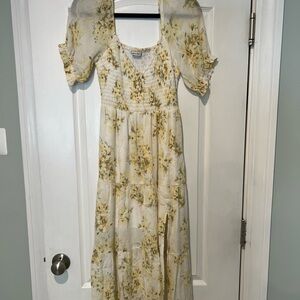Abercrombie & Fitch Yellow Floral Midi Dress